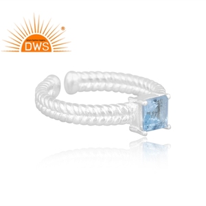 แหวนพลอยบุษราคัมปรับได้สีเงินสเตอร์ลิงสีฟ้าแหวนปรับได้ - Product Image 2
