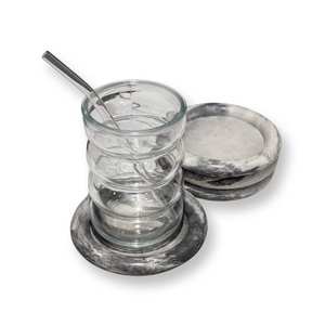 Set Of 4 Handmade <b>Marble</b> Concrete Coasters Elegant Stone Coasters Luxury Home Decor Coffee Table Accessories - Product Image 3