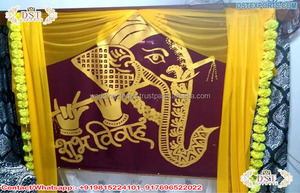 Hindu Wedding <b>Mehndi</b> Stage Embroidered Backdrops Wedding Stage Embroidered Backdrops Stylish Embroidered Backdrops Curtains - Product Image 6