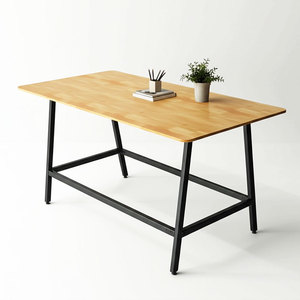 Industrial 200x100x105cm Standing Conference <b>Table</b> A-<b>Shaped</b> Iron Legs Rubber Wood Office Furniture for Conference Room HBMN036 - Product Image 1