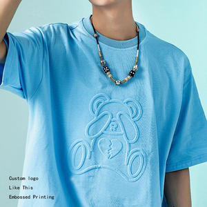 T-shirt en relief pour hommes de haute qualité 100 coton Logo personnalisé graphique 3D T-shirt en relief grande taille mode en gros - Product Image 1