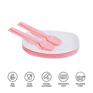 Pink Multi-Purpose Snack Plate with <b>Compact</b> Serving Spoon <b>Microwave</b> & Dishwasher Safe BPA-Free Melamine & Plastic Material - Product Image 3