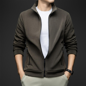 Veste en cachemire polaire pour homme avec doublure en polyester, fermeture éclair, respirante, séchage rapide, tricotée, décontractée, vêtements d'extérieur OEM - Product Image 3