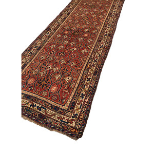 Aalam Hand Knotted Wool Rugs in <b>Red</b> & Orange Geometric Pattern for Home Use-Paem-1398 - Product Image 2