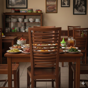 เก้าอี้รับประทานอาหารไม้เนื้อแข็งทันสมัย SOLOBEAT สำหรับใช้ในวิลล่า ดีไซน์พนักพิงแบบไม้ระแนงแนวตั้ง - Product Image 1