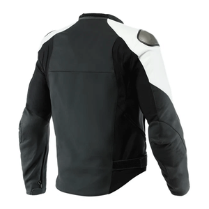 Blouson de moto en cuir de vachette noir et blanc de protection de course personnalisé pour hommes Blouson de moto en cuir véritable blindé CE pour hommes - Product Image 2