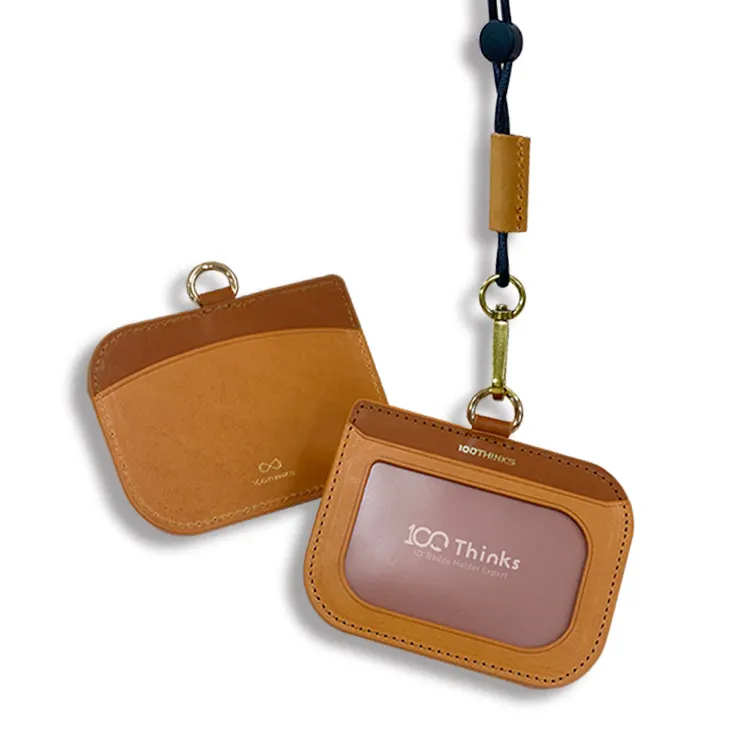 Superfine Double Color ID Card Leather Badge Holder