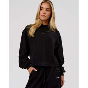 Go-To Terry Oversized Pullover for <b>Women</b>-<b>Black</b> and White - Product Image 1