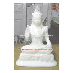Estatua del Señor Shiva de mármol italiano blanco - Product Image 1