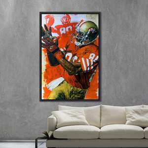 Jerry Rice American Sports Art Gym Print Canvas - Motivation Canvas Art,Black <b>Framed</b> - Product Image 1
