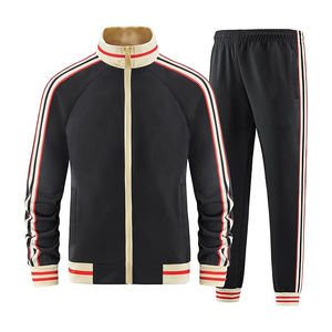 Conjunto deportivo para hombre con cremallera, chaqueta y pantalones de poliéster, transpirable, ligero, informal, para fitness y uso diario. - Product Image 1