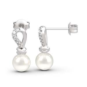 Boucles d'oreilles Jeulia en argent sterling avec perles de culture en forme de nœud - Product Image 2