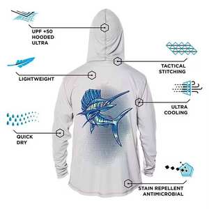 Chemises de pêche pour hommes, impression par sublimation, design OEM personnalisé, protection UV, séchage rapide, UPF 50+, manches longues - Product Image 2