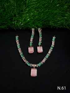 AMERICAN DIAMOND BRIDAL NECKLACE <b>SET</b> and HIGH QUALITY & CLASSIC EARRINGS <b>JEWELLERY</b> <b>SET</b> for WEDDING <b>JEWELLERY</b> CLASSIC STYLE <b>WOMEN</b> - Product Image 4