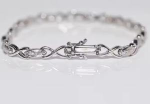 สร้อยข้อมือเทนนิสประดับเพชรธรรมชาติสีทอง18K 1990วงวินเทจ - Product Image 3