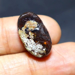 พลอยอาเกตไฟธรรมชาติจากเม็กซิโก 14.00 กะรัต ทรงคาโบชอง เรียบเนียน แบบดรูซี่ ขนาด 21x11x5 มม. ทรงรี สำหรับทำเครื่องประดับ พลอยหลวม - Product Image 5