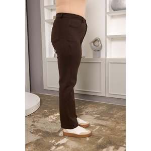 Pantalon en tricot à jambes droites taille plus, marron - Product Image 2