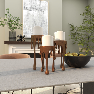 Portavelas de Arte Moderno al por Mayor para Decoración del Hogar, Adorno para Bodas y Sala de Estar, Portavelas de Aluminio Marrón - Product Image 1