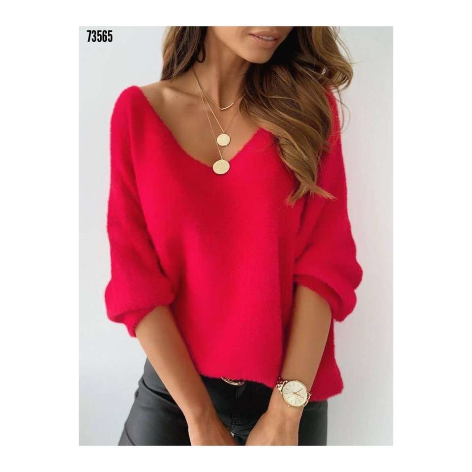 Women's V-Neck Casual Basic Blouse