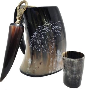 Mug en corne à boire viking naturel de haute qualité, mug de Noël personnalisé amusant pour la maison, l'hôtel, le restaurant et les fêtes - Product Image 1