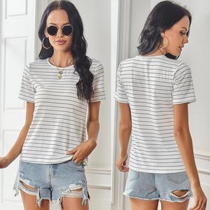 Camisetas ajustadas de alta calidad para mujer, transpirables, fabricación OEM, logotipo personalizado, ropa de calle impresa, cuello redondo, bordado, sólido - Product Image 2