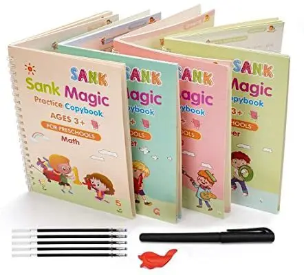 Magic Practice Copybook 4 Book 10 Refill 1 Pen 1 Grip Number Tracing Book With Pen Magic Calligraphy Copybook Set