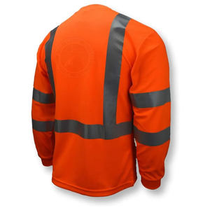 เสื้อยืดแขนยาวสำหรับผู้ชายเสื้อทำงาน Hi Viz มีกระเป๋าเสื้อยืดเพื่อความปลอดภัยสะท้อนแสงมองเห็นได้ชัดเจนแบบกำหนดเอง - Product Image 2