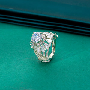 Bague CZ réglable avec 2 tons plaqué rhodium bijoux de mode artificiels pour les grossistes en Inde - Product Image 2
