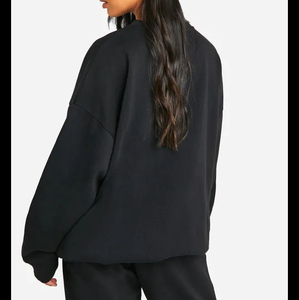 Sudadera de cuello redondo de algodón 100% al por mayor, sudaderas con capucha para mujer, ropa deportiva de manga larga para mujer, Sudadera negra de gran tamaño para mujer - Product Image 3