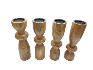 Pilier de bougie en bois classique de qualité supérieure Bougeoirs en bois vintage pour la décoration de mariage décoration de noël - Product Image 2