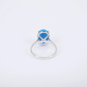 Azul turquesa 925 plata esterlina piedra preciosa ovalada elegante joyería anillo azul turquesa anillo regalo para cumpleaños - Product Image 1