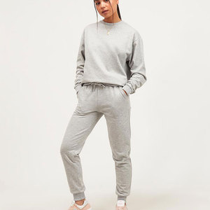 Ensemble de survêtement en coton pour femme, coupe classique, col rond, court, uni, 2 pièces, lourd, respirant, pour l'hiver - Product Image 5