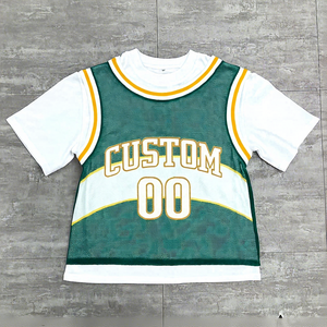 T-shirt de sport vintage personnalisé, double couche en maille polyester, impression sérigraphique, coupe ample, maillot pour homme - Product Image 1