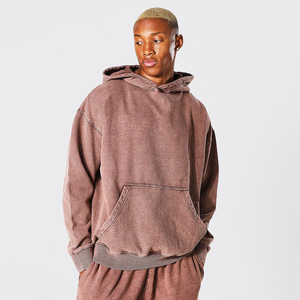 Sudadera con capucha lavada con ácido de mezcla de algodón para hombre, estampado de logotipo personalizado, transpirable, recién llegado para la temporada de invierno - Product Image 5