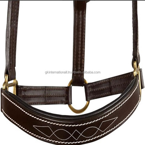 Caballo ecuestre Premium de cuero marrón oscuro, cuello Halter, costura de contraste, acolchado, a presión - Product Image 5