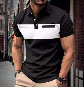 Calidad 220 gramos poliéster/algodón liso teñido hombres Polo ligero transpirable de talla grande sólido Logo patrón Ringer camiseta - Product Image 3