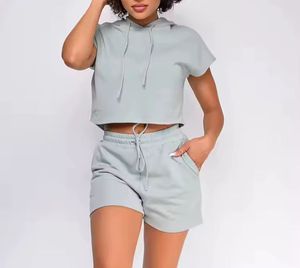 Ensemble short et sweat à capuche zippé deux pièces personnalisé pour femmes Ensemble 2 pièces sweat-shirt 2 pièces de haute qualité pour femmes - Product Image 4