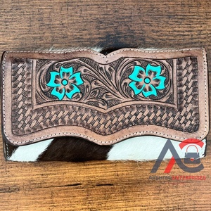 กระเป๋าคลัทช์หนังวัวแท้สำหรับผู้หญิง, กระเป๋าคลัทช์อเนกประสงค์กระเป๋าเงินลายดอกไม้หนังวัวแท้มาใหม่พร้อมช่องเสียบการ์ดหลายช่อง - Product Image 1