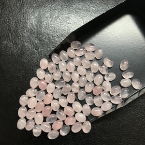 Vente en gros cabochon ovale en quartz rose naturel 6x8mm certifié IGI cristal de quartz rose semi-précieux de qualité AAA calibré en vrac - Product Image 3