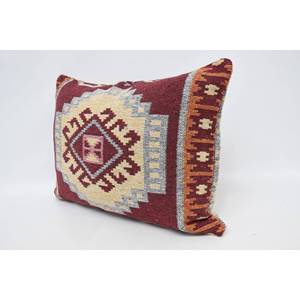 Traditional Style <b>Red</b> <b>Wool</b> Pillow 20x28 Inch with Geometric Vintage Embroidered Patterns Luxury Fluffy Design for Living Room - Product Image 4