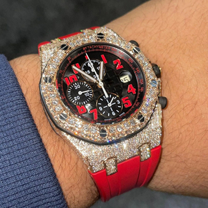 นาฬิกาสแตนเลสสตีลฝังเพชรโมอิสซาไนต์คุณภาพดีที่สุดสำหรับผู้ชาย สายกว้าง 20 มม. พร้อมฟังก์ชั่นวันที่ใหม่ หน้าปัดกระจก - Product Image 5