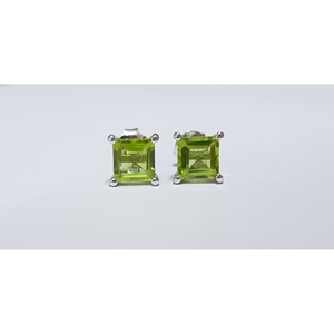 Geometric <b>Emerald</b> Cut <b>Stud</b> Ear Ring 6mm Square Diamond Shape - Product Image 2
