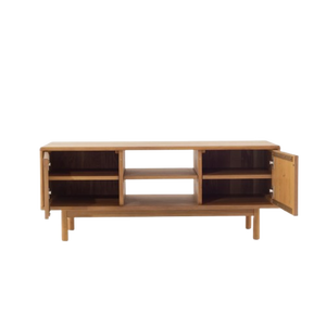 Meuble TV moderne et écologique en bois massif fait main pour salon et appartement, avec fonctions réglables et de rangement - Product Image 1