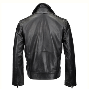 Blouson en cuir de mouton véritable personnalisable pour hommes avec fourrure noire et grise Blouson d'hiver avec revêtement - Product Image 2