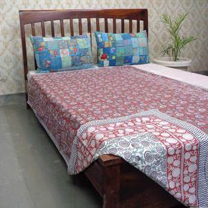 Manta refrescante de algodón orgánico con estampado de bloques de mano Dohar de tamaño doble de gasa fresca del fabricante indio a la venta - Product Image 3