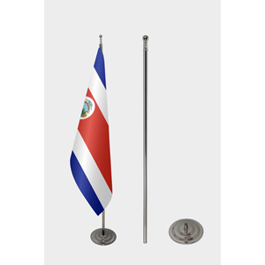 Drapeau de Costa Rica officiel pour intérieur, en satin et nylon, impression numérique, pour affichage automobile, mât en aluminium, plusieurs modèles disponibles - Product Image 2