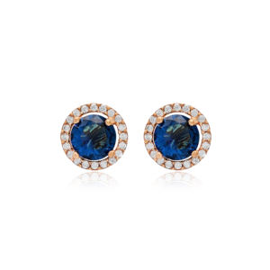<b>Sapphire</b> CZ Stone 9 mm Round Shape Stud <b>Earrings</b> Jewellery Trendy Wholesale Handcrafted 925 Sterling Silver Jewelry - Product Image 6
