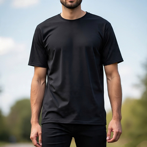 T-shirts d'été à épaules tombantes pour hommes, 100% coton, streetwear, col rond, t-shirts de jogging pour hommes - Product Image 3