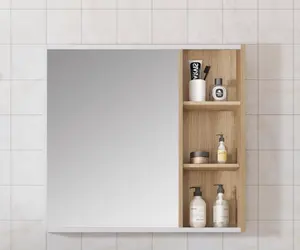 Planche sans peinture en bois massif multicouche, ensemble de vanité de salle de bain élégant haut de gamme-armoire de lavabo et armoire à miroir TR-16312 et 16311