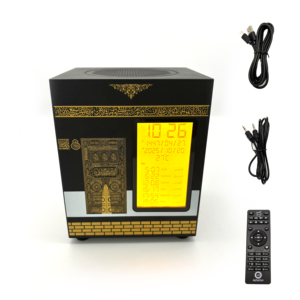 Kaaba musulmán Corán altavoz Adhan/Azan reloj soporte multilingüe pantalla LED hermoso diseño Corán Hadith libro altavoz
